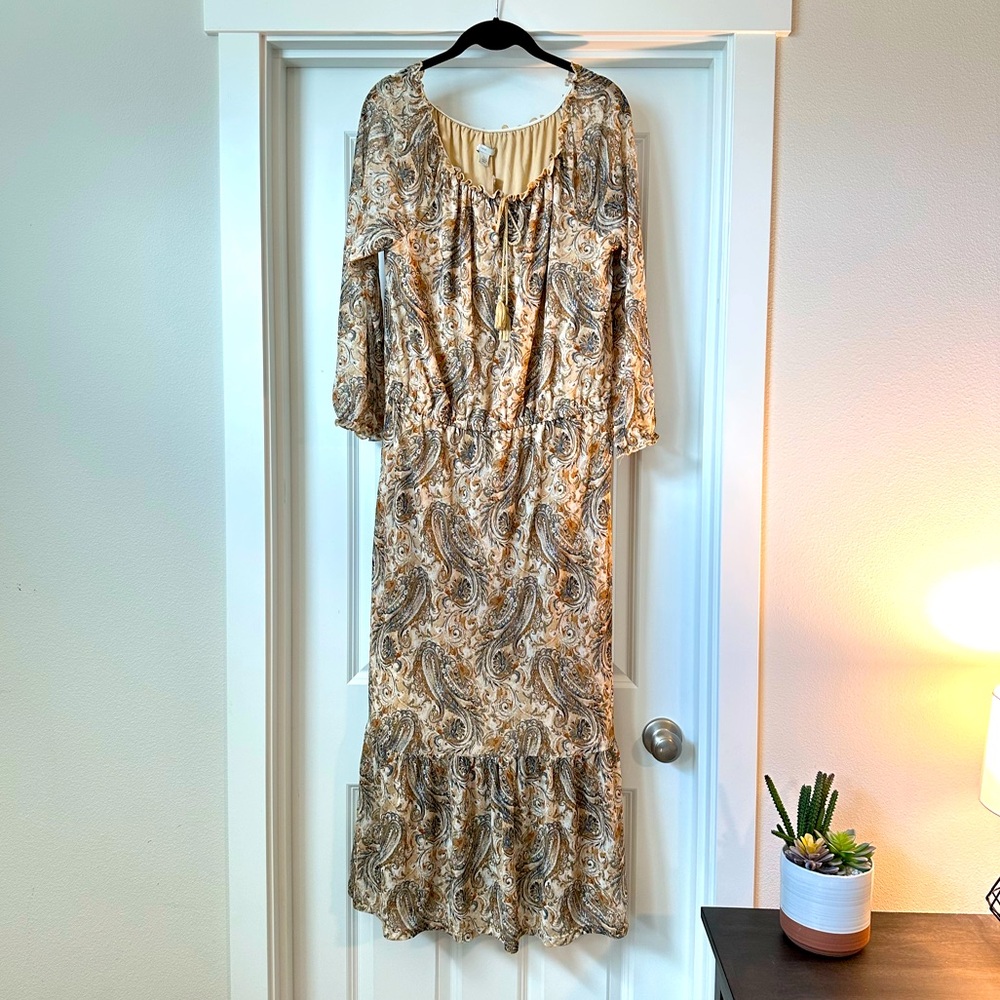 Beige Paisley Maxi Dress